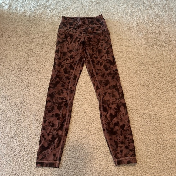 Lululemon Align Pant II 25" Mini Dusk Floral Antique Bark Black Size 4 - Picture 1 of 8